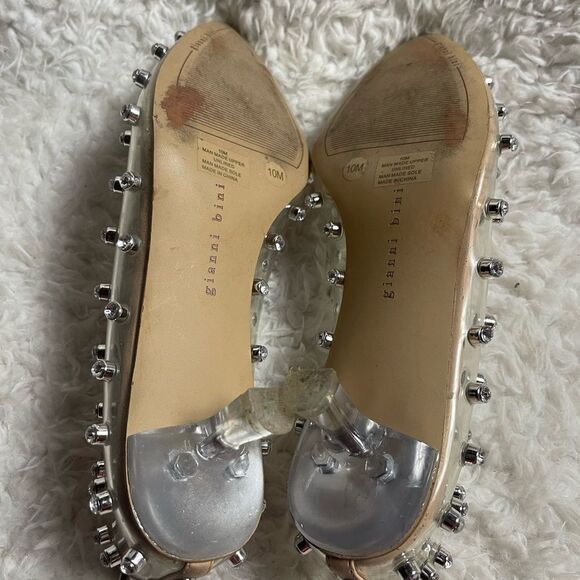 Gianni Bini clear slip on kitten heels studded rhinestones accents SZ 10M - Picture 8 of 12